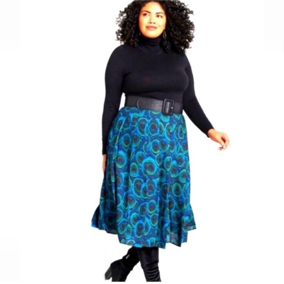 Modcloth Dresses & Skirts - ModCloth peacock print pleated skirt